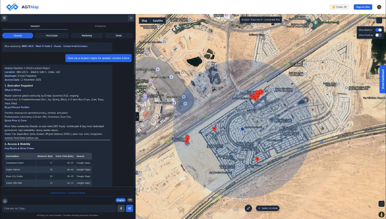 AGT Map location report for Arabian Ranches 3, Dubai